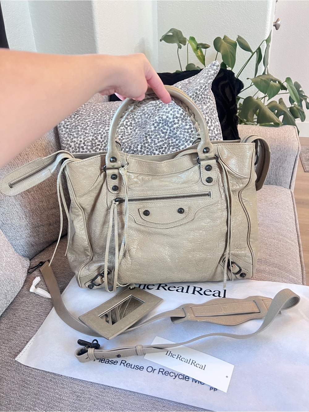Balenciaga Vintage Le City Velo Beige Latte Leather Satchel Shoulder Bag - Picture 10 of 12